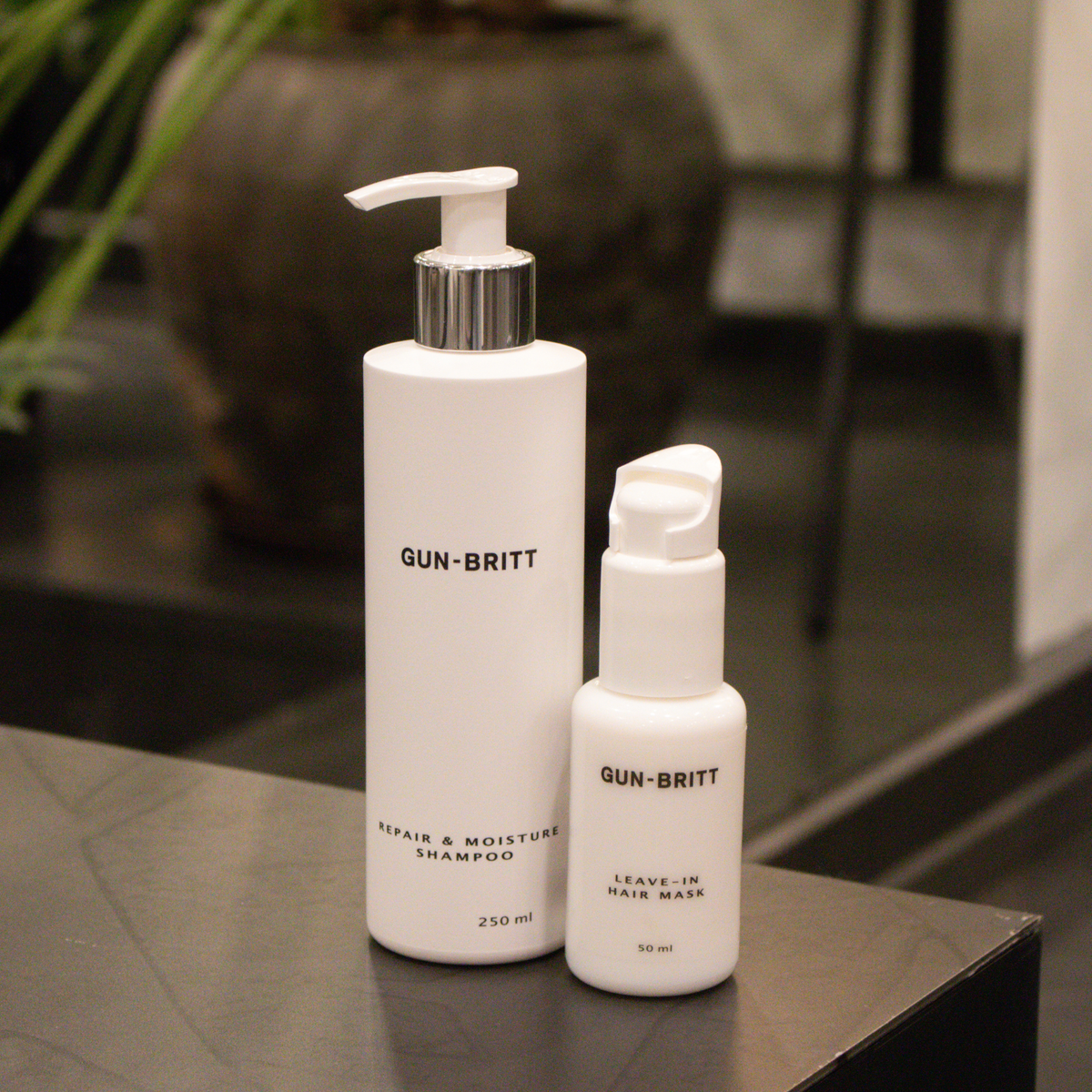 Gun-Britt Repair & Moisture Shampoo och Leave in Hair Mask-paket (2 produkter)